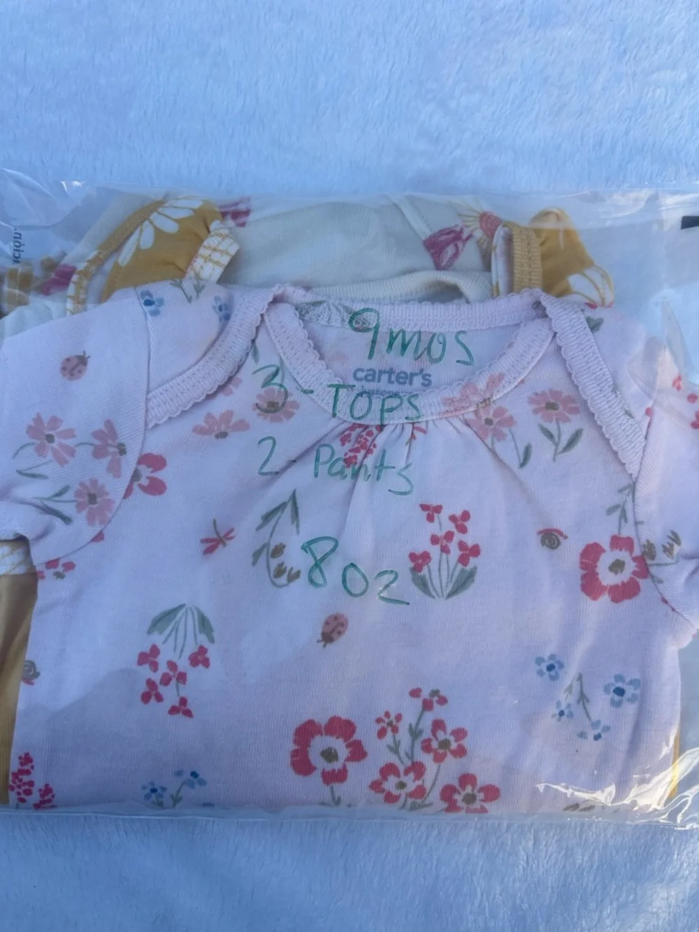 Carter's Yellow Daisy Tank, Pink Floral Onesies & Mauve Pants Set - Picture 2 of 6
